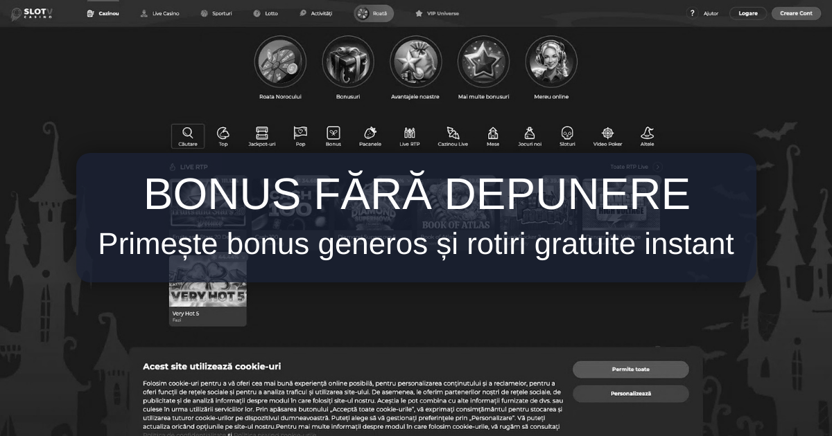 SlotV Casino Bonus Fara Depunere welcome bonus